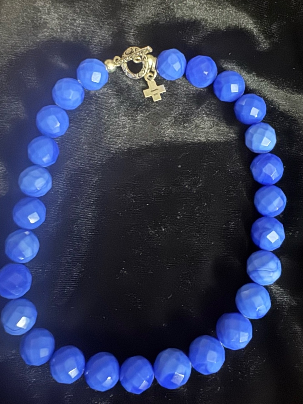 Blue Faceted Agate Bead Necklace & Dangle Earrings - Carol Felley designs 925